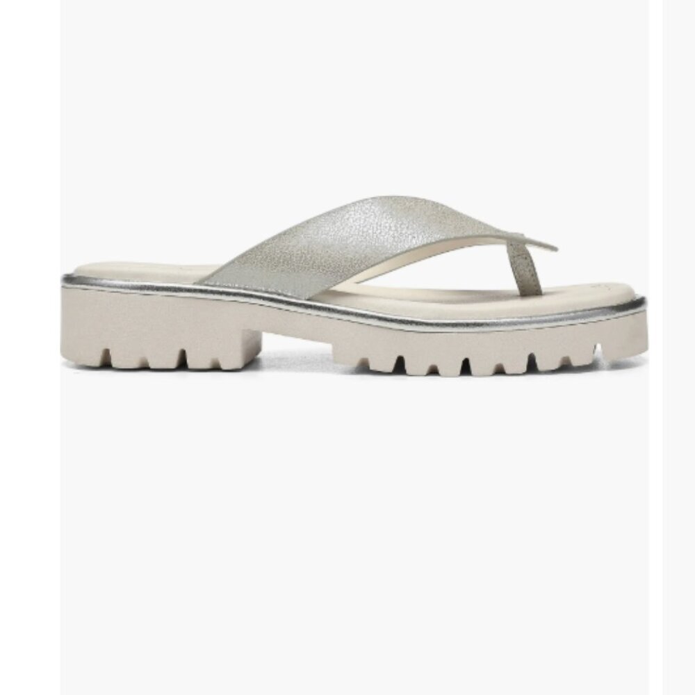 Donald J. Pliner Bloom Flip Flop Silver Sandals, SIze 9